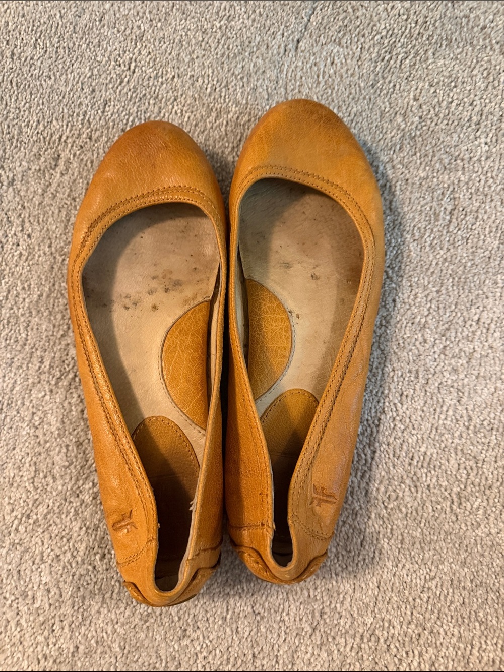 Frye Mustard Brown Leather Ballet Flats